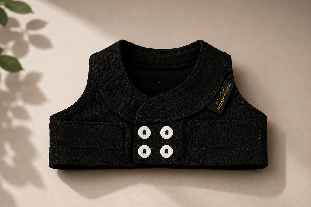 Baby-Zunftweste in Schwarz im traditionellen Handwerkslook