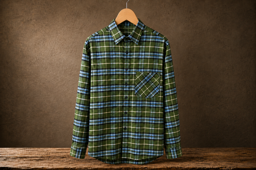 CDM Karo-Workwear Hemd, grün kariertes Flanellhemd