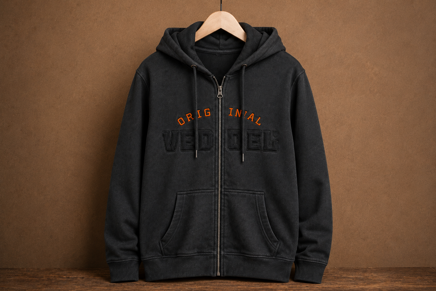 Original Veddel Zip-Hoodie, schwarz