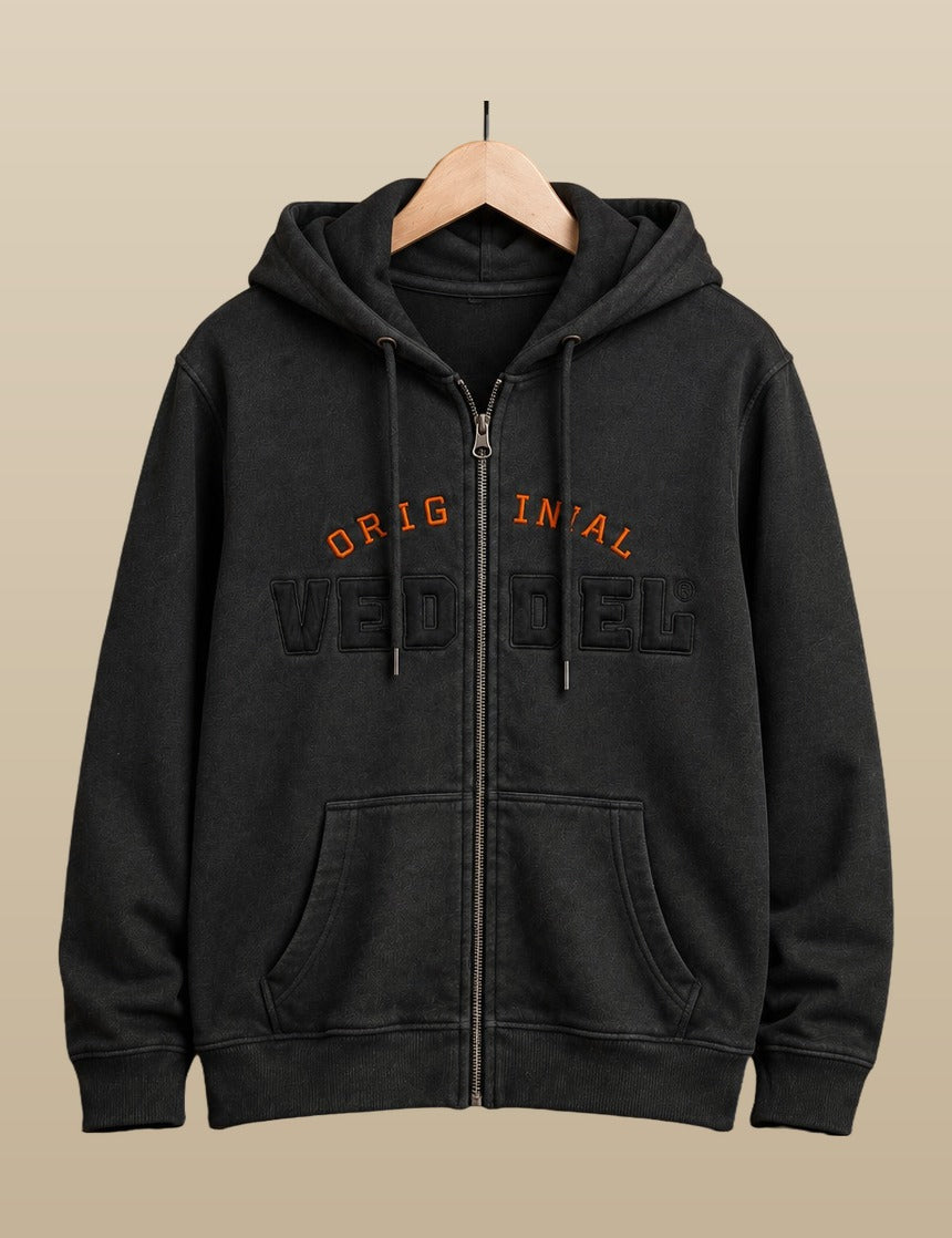 Original Veddel Zip-Hoodie, schwarz